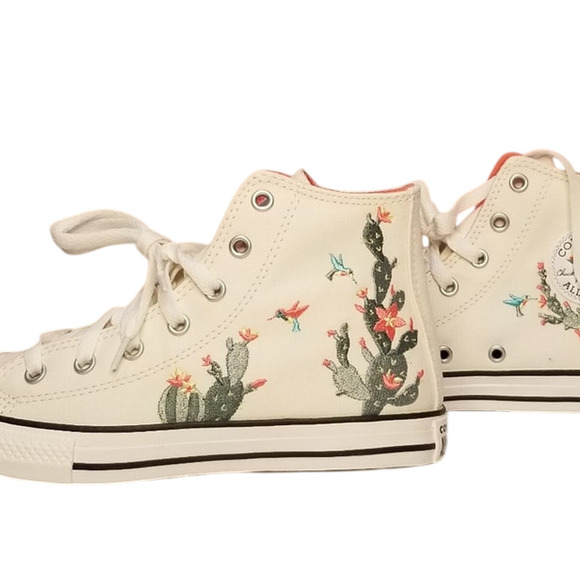 Converse Youth CTAS Canvas Succulent Embroidery Hi Top Sneakers Size 3   NWT - Picture 1 of 8